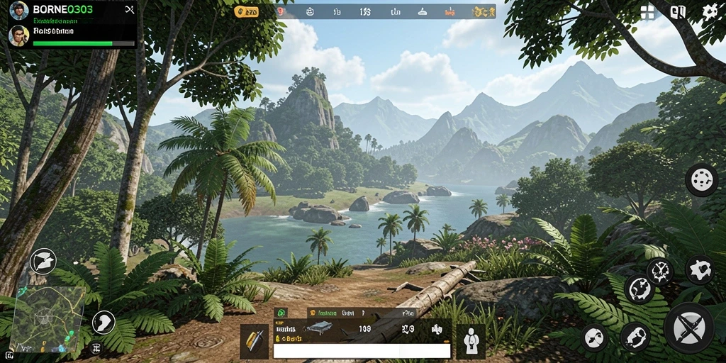 Tampilan gameplay BORNEO303 yang menakjubkan di dunia terbuka.