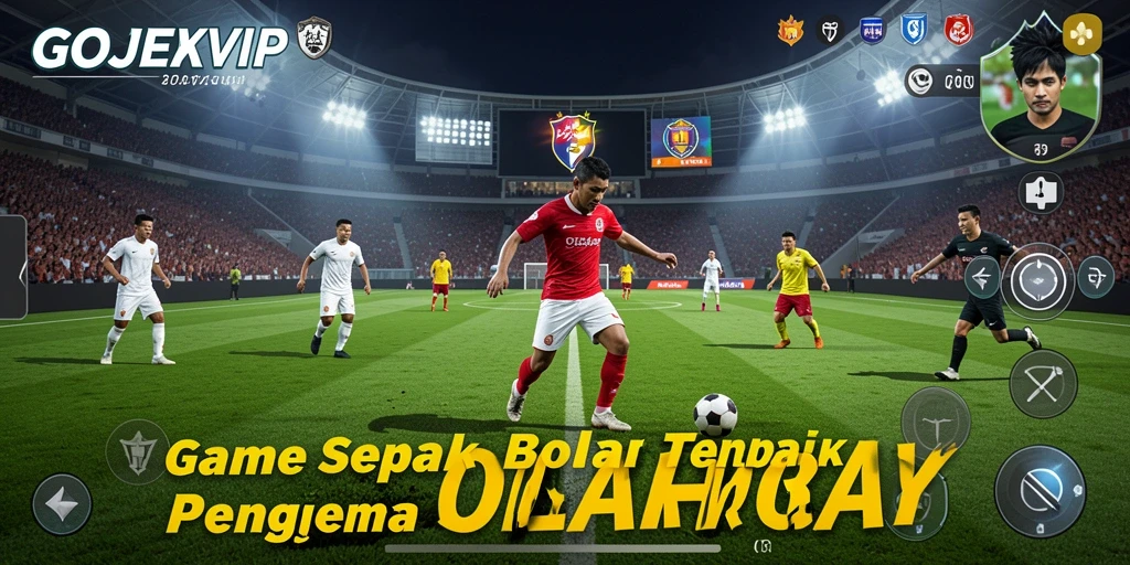 Screenshot gameplay GOJEKVIP dengan aksi sepak bola yang mendebarkan.