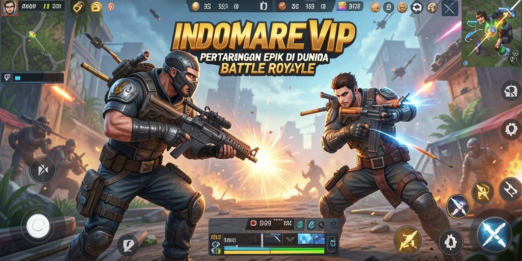 Tampilan gameplay seru dan menegangkan di INDOMAREVIP Battle Royale.