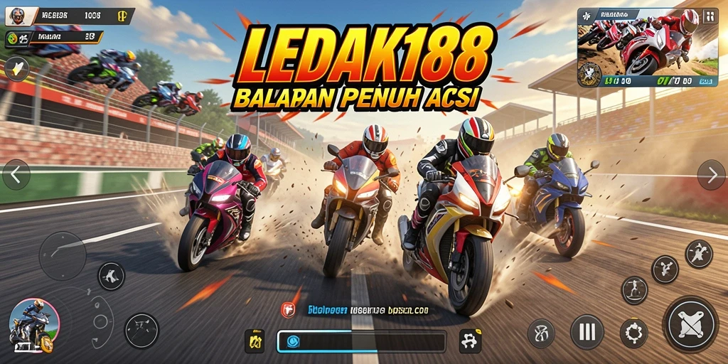 Gameplay seru dalam balapan motor LEDAK188 yang memacu adrenalin.