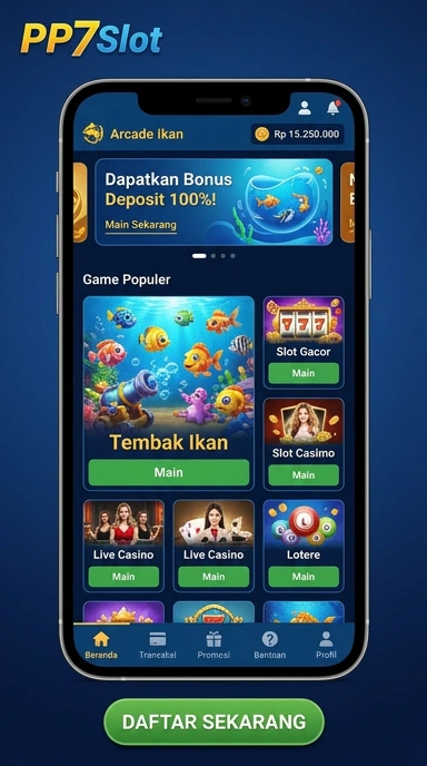 Tampilan utama aplikasi pp7slot yang menarik.